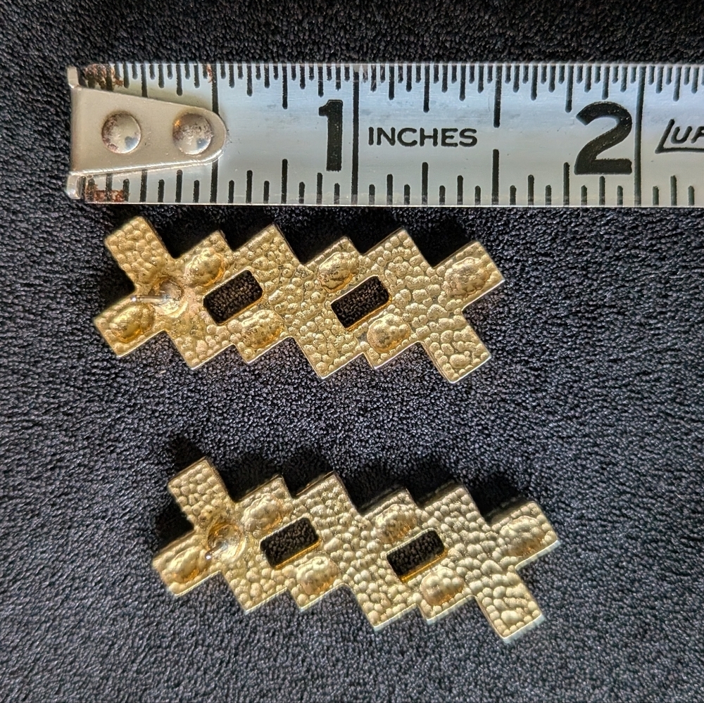 Geometric Golden Drop Dangle Earrings - Picture 9 of 9